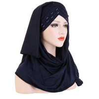 Foulard-chapeau perlé en soie de lait, Hijab musulman tendance, Hijab malaisien arabe, Hijab instantané pour le quotidien et les fêtes - Meilleures ventes