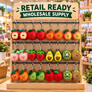 Ensemble de porte-clés en peluche mignons en forme de fruits, breloques en feutre (Pomme, Orange, Poire, Kiwi, Fraise), pendentifs pour sac - Product Image 5