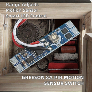 GREESON PD03T 8A 36W PIR <b>Sensor</b> Module Time-Adjustable 24V IP20 Distance Adjustable <b>LED</b> <b>Light</b> for Cabinets - Product Image 2