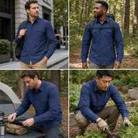 Chemises à manches longues boutonnées pour hommes sur mesure, grande taille, séchage rapide, imperméables, en polyester respirant, légères, antibactériennes, anti-UV