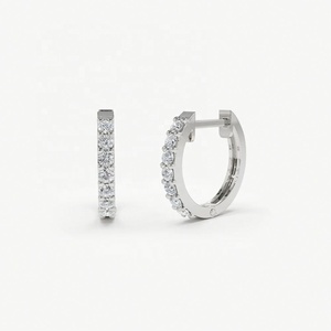 Pendientes de Aro Clásicos Personalizados de Plata de Ley 925 con Circonita Cúbica y Baño de Oro de 14K para Bodas y Fiestas, Joyería Fina para Mujer - Product Image 5