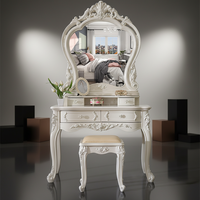 Coiffeuse en bois de style européen moderne et élégante, best-seller, avec miroir éclairé et design écoresponsable pour petites maisons