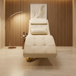 Table de massage ergonomique en cuir PU imperméable avec base métallique robuste pour microblading et extension de cils - Product Image 1