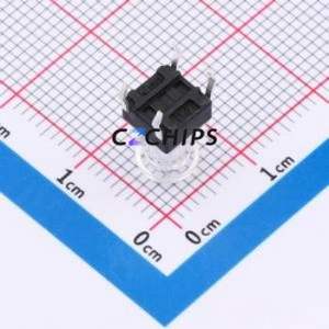 TSA06131-105B332CN-003N Tactile Switch Through hole-4P,6.1x6.1mm Switch Single Pole Single Throw Round Button 1.8N 6.1mm - Product Image 2