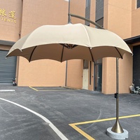 Parasol Cantilever Extérieur Grande Taille en Acier Inoxydable Imperméable Moderne Pliable avec Base en Marbre pour Repas, Plage et Piscine