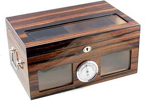 Boîte à cigares <span class=keywords><strong>électronique</strong></span> en bois de cèdre avec couvercle en verre et humidificateur, boîtes à cigares portables personnalisées en gros - Product Image 2