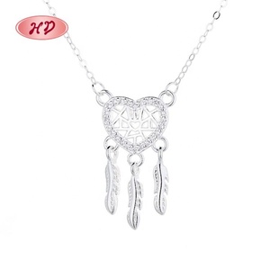Collier Pendentif Attrape-rêves en Argent Sterling 925 Pur avec Zircon Cubique et Chaîne Croix, Bijou Tendance pour Femme - Product Image 1