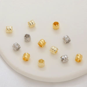 Cuentas de latón chapadas en oro de 18K, espaciador de trébol de cuatro hojas, para prevenir alergias, barril de vino - Product Image 3