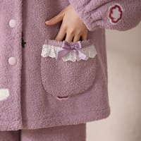 Ensemble de pyjama en polaire à manches longues personnalisé OEM ODM avec logo pour femmes, vêtements de détente d'hiver épais, commandes en gros