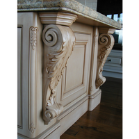 Support d'étagère d'îlot de cuisine rustique et élégant pour hôtel-villa, console sculptée de style moderne en bois massif durable