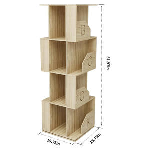 رف كتب دوار عالي الجودة بـ 360 درجة، 4 طبقات، مصنوع من خشب الصنوبر الممتاز، صديق للبيئة، متين، موفر للمساحة، مناسب للكتب الكبيرة وغرف الأطفال - Product Image 6