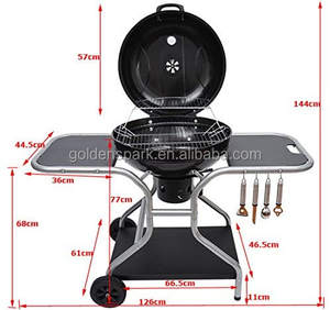 Nueva Deluxe de <span class=keywords><strong>carbón</strong></span> de la parrilla de la <span class=keywords><strong>barbacoa</strong></span> con <span class=keywords><strong>ruedas</strong></span>-Negro - Product Image 5