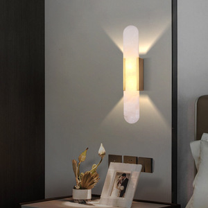Nordic Style Marble Wall Lamp for Living Room TV Background Hotel Villa <b>Corridor</b> Minimalist New Chinese Style Copper Long <b>Light</b> - Product Image 2