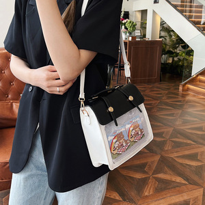 Custom Embossed Logo Pu Preppy Display Grid Window Anime Pin Display Block Ita <b>Backpack</b> School Uniform Transparent Itabag - Product Image 4