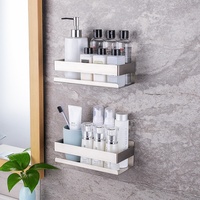 Étagère de rangement pour salle de bain, caddie de douche, en acier inoxydable, sans perçage, appareil adhésif, 1 pièce