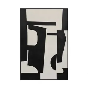 Lienzo en blanco y negro personalizado al por mayor, pinturas abstractas modernas, impresión HD, pintura de arte de pared para decoración de pared de salón