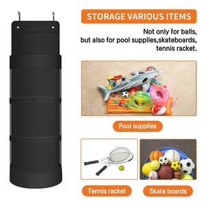 Bolsa de almacenamiento para equipo deportivo, organizador de puerta negro con bolsillos de malla para pelotas y raquetas - Product Image 2