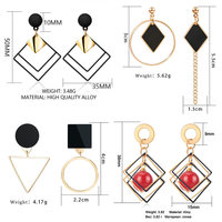 Pendientes de Mujer, Pendientes Coreanos Colgantes para Mujer, Pendientes Geométricos Redondos Dorados, Tendencia de Moda 2021, Joyería Femenina