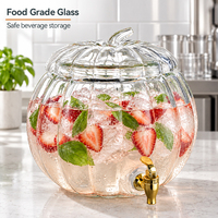 Distributeur de boissons en verre de 8 L avec robinet, en forme de citrouille, pot à boisson transparent pour le service de table de Thanksgiving