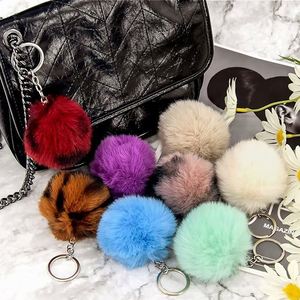 Fluffy Tote Pendant Car Charm Fuzzy Ball Keyring Thank You Gifts for Women Girls DIY Accessory Handbag Tote Bag Pendant Purse - Product Image 6