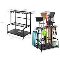 Chariot de rangement pour outils de jardin, organisateur de rangement pour outils de jardin, support pour pelle, râteau, balai, porte-outils de jardin