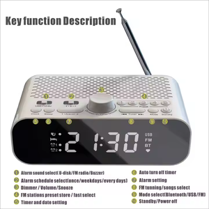 Xách tay đa chức năng không dây Loa máy tính để bàn BT đài phát thanh FM Đồng hồ báo thức âm nhạc Máy nghe nhạc Màn hình hiển thị đèn pin để sử dụng nhà - Product Image 6