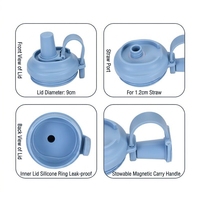 Nouvelle gourde D5913 écologique en Tritan avec paille pour thé aux perles, bouteille d'eau portable avec poignée magnétique pour l'extérieur