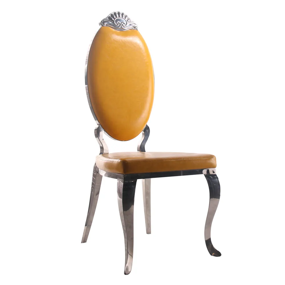 Orange und Gold Luxus-Edelstahl Hotel-Eventstuhl Hotel One Stop stapelbarer Stuhl