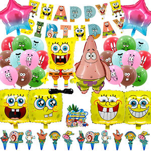 Venta al por mayor <span class=keywords><strong>de</strong></span> Bob Esponja <span class=keywords><strong>película</strong></span> <span class=keywords><strong>de</strong></span> dibujos animados personaje globo <span class=keywords><strong>de</strong></span> látex bandera pastel Topper Set para niños decoración <span class=keywords><strong>de</strong></span> fiesta <span class=keywords><strong>de</strong></span> cumpleaños - Product Image 4