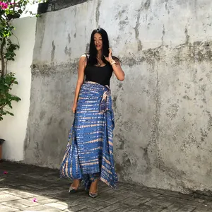 Bikini Sarong sıralama Boho tuval çanta kılıfı, Rayon batik çanta yaz plaj iki parçalı etek setleri