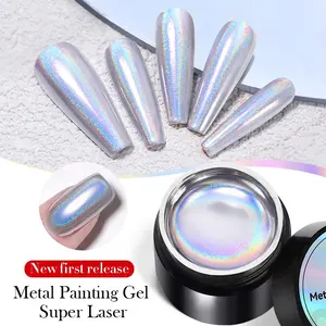 BORN PRETTY 5g Super Laser Holographic Metallic Painting Gel Nail Art Sparkly Rainbow Mirror Chrome Gel Polish For Nail Paint