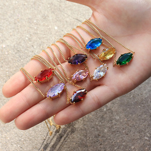 Nuevo diseño <span class=keywords><strong>de</strong></span> piedras preciosas ovaladas encanto collar cumpleaños regalo <span class=keywords><strong>mes</strong></span> joyería 18K chapado en oro personalizado Birthstone colgante collar - Product Image 4