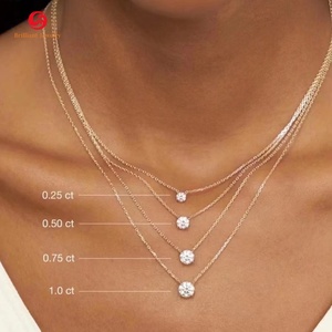<span class=keywords><strong>Collana</strong></span> solitaria con <span class=keywords><strong>diamante</strong></span> laboratorio 14k oro ovale taglio smeraldo D VS1 HPHT CVD da laboratorio per donna - Product Image 3