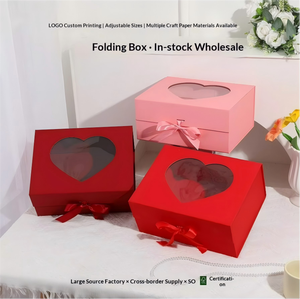 Scatola Regalo Pieghevole a Forma di <span class=keywords><strong>Cuore</strong></span> con Finestra, Chiusura Magnetica, Carta Speciale di Alta Qualità, Cartone Grigio, Confezione Regalo per San Valentino con Goffratura - Product Image 3