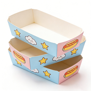 Disposable Aseptic Eco-Friendly Corn Paperboard Stackable White Food Trays & Boats for Hot Dog Fries Fried Snacks Custom Logo - Product Image 2