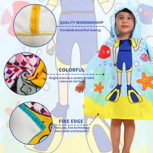 Serviette de bain à capuche pour enfants, séchage rapide, motif dessin animé, peignoir de plage pour enfants - Product Image 3
