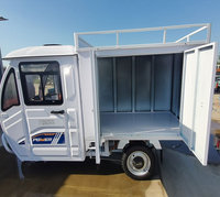 Triciclo de Carga Eléctrico Tipo Furgoneta con Cabina de 60V, Motocicleta Grande Eléctrica Cerrada de Tres Ruedas