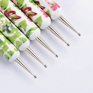 Lot de 5 stylos à double usage pour nail art, aiguilles de stamping, applicateur de strass, manche en métal acrylique, outil de manucure professionnel - Product Image 3