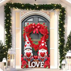 Bannière de <span class=keywords><strong>porte</strong></span> personnalisable pour la Saint-Valentin avec ballons et gnomes, décoration de fête pour la maison, mariages et célébrations - Product Image 5