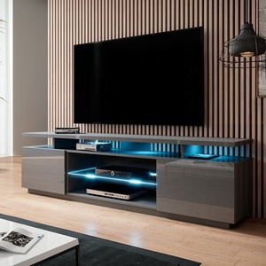 <span class=keywords><strong>Meuble</strong></span> <span class=keywords><strong>TV</strong></span> moderne haute brillance à éclairage <span class=keywords><strong>LED</strong></span>, <span class=keywords><strong>meuble</strong></span> multimédia flottant à prix d'usine pour meubles de salon - Product Image 5