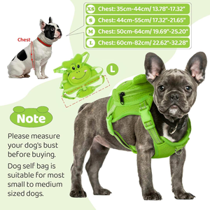 Dog Harness with <b>Backpack</b> Frog Cartoon Pet Walking Harness Vest Breathable Mesh Promotional Dog Themed Gifts with Snacks Storage - Product Image 3