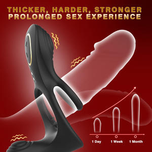 Anillos Vibradores Dobles para Pene con Bloqueo de Resonancia para Parejas, Retraso de Eyaculación, Masaje Perineal, Juguete Sexual Impermeable - Product Image 3