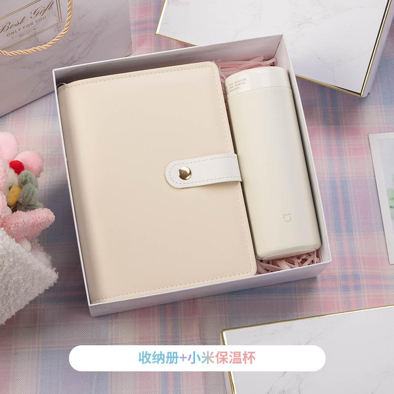 [ชุดสองชิ้นสีขาว] แก้วเก็บอุณหภูมิ Xiaomi และสมุดเก็บเครื่องประดับ