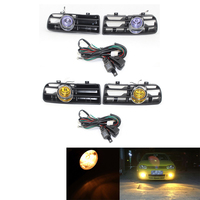 Juego de Luces Antiniebla para Rejilla de Parachoques Delantero con Lente Transparente y Luz Azul/Amarilla para VW Golf 4 98-05 1J0853665B 1J0853666B