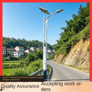 Mât d'éclairage public photovoltaïque en alliage d'aluminium galvanisé, haut mât intelligent gris hybride décoratif, fleur jaune LED IP65 - Product Image 4
