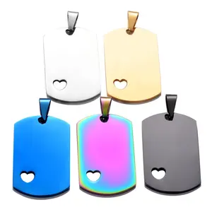 Factory direct supply stainless steel hollow love heart dog tag blank necklace pendant can be laser DIY engraved tag