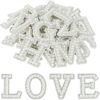 Patchs en lettres anglaises en feutre fait main avec des perles et des strass autocollants pour vêtements, chapeaux, sacs, bricolage