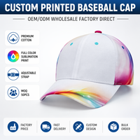 Casquette de baseball personnalisée en sergé arc-en-ciel, imprimée par l'art fluide, motif abstrait tourbillonnant, style Dad Hat, réglable, unisexe, tendance, vente en gros