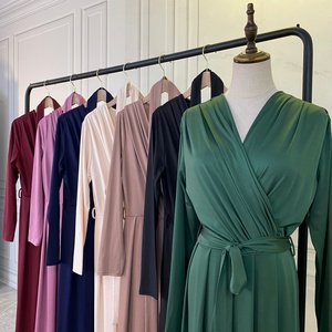 6421 #   Último Modelo de Vestido Interior Modesto para Uso Diario en Dubái, Venta al por Mayor, Listo para Enviar, Diseño Plisado, 7 Colores, Vestidos Largos, Abaya Musulmana 2021 - Product Image 4