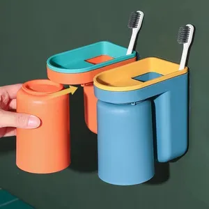 Organizzatore portaspazzolino rimovibile da bagno all'ingrosso con portaspazzolino a parete con Set di tazze